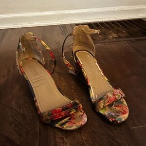 Reaction Kenneth Cole Multicolor Ankle Strap Wedge Heels